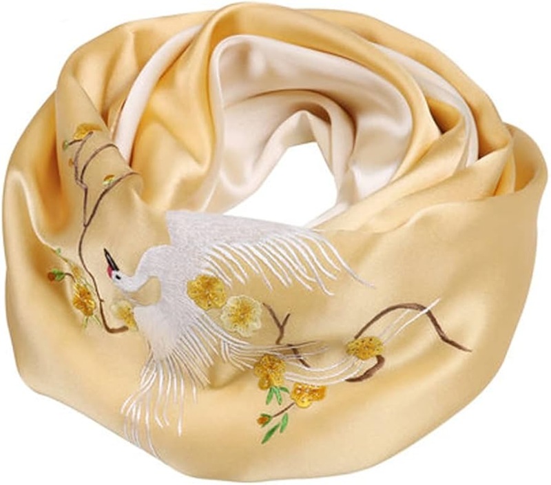 khăn lụa tơ tằm thêu con cò