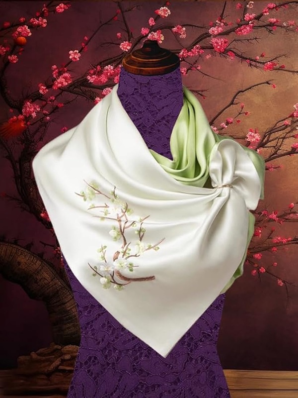 khăn lụa tơ tằm thêu tay